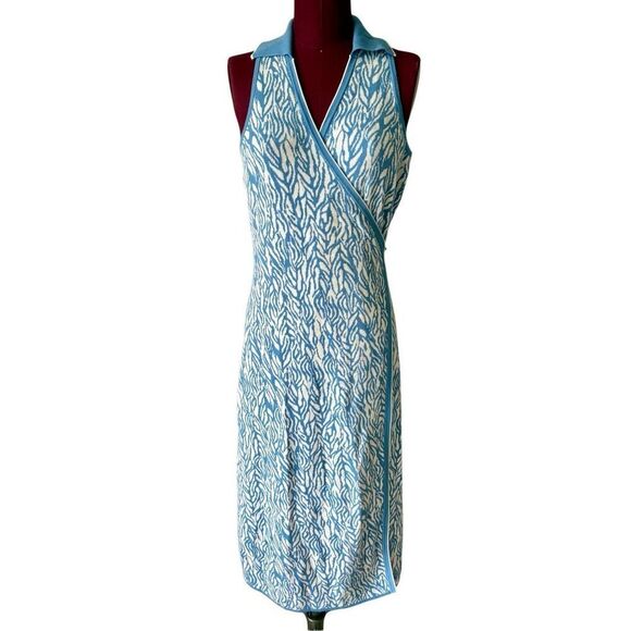 Diane Von Furstenberg x Target Sea Twig Midi Dress size XL Belted Sleeveless Col - Picture 3 of 7